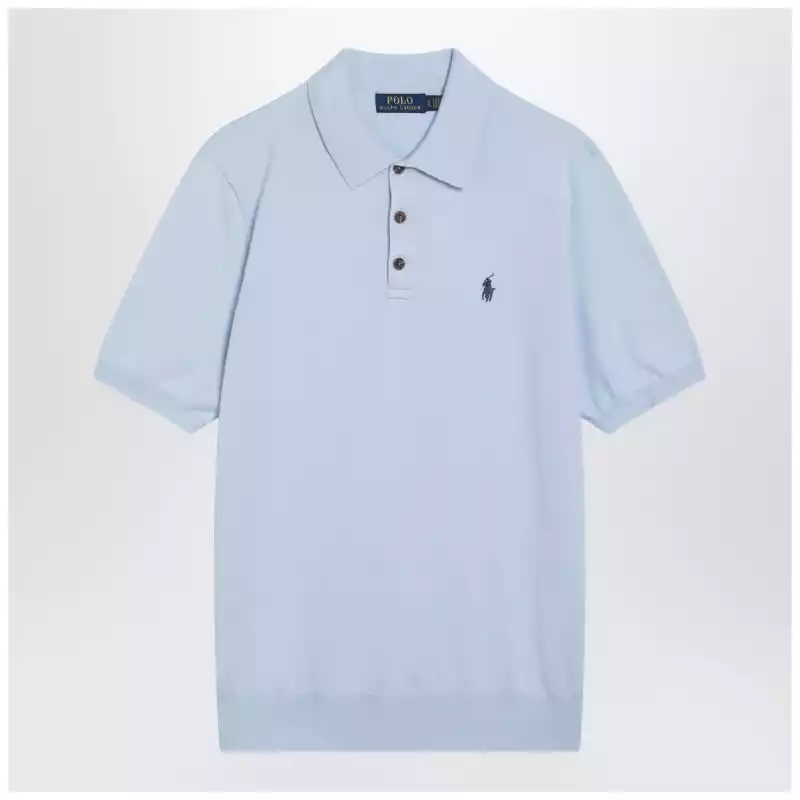 Polo Ralph Lauren Light blue cotton knit polo shirt