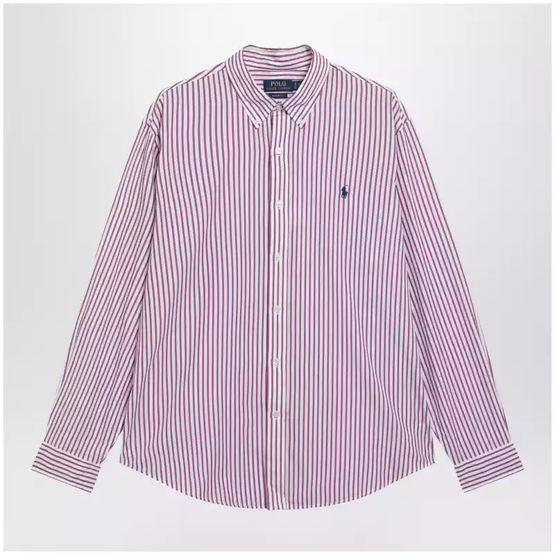 Polo Ralph Lauren White/purple striped Custom-Fit poplin shirt