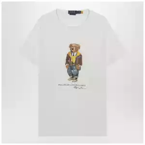 Polo Ralph Lauren White Polo Bear T-shirt Custom Slim-Fit