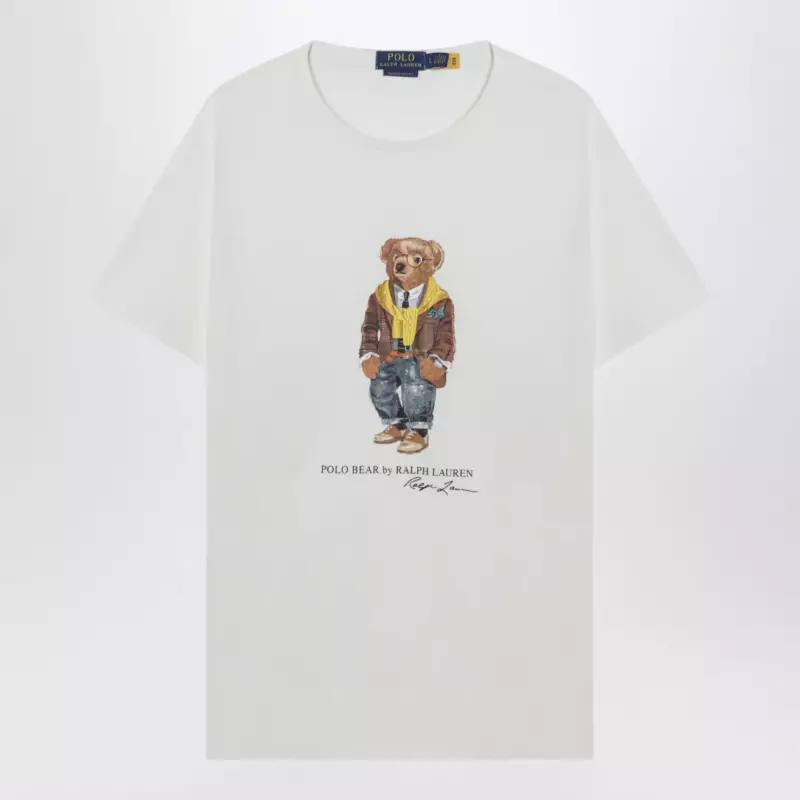 Polo Ralph Lauren White Polo Bear T-shirt Custom Slim-Fit