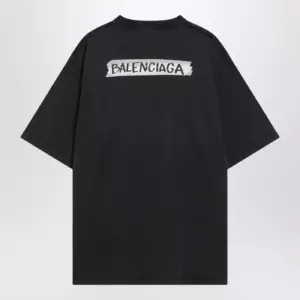 Balenciaga Black washed Masking Tape T-shirt with medium fit