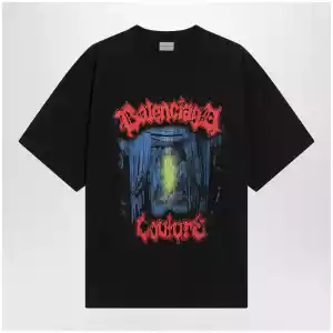 Balenciaga Salon de Couture cotton jersey T-shirt in black