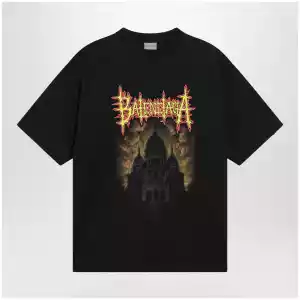 Balenciaga Black oversized T-shirt with logo print