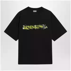 Balenciaga Men's Messy Spray cotton jersey T-shirt in black