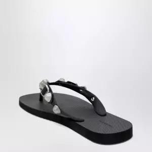 Balenciaga Cagole black rubber thong slides