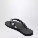 Balenciaga Cagole crystal-studded rubber thong sandals, black