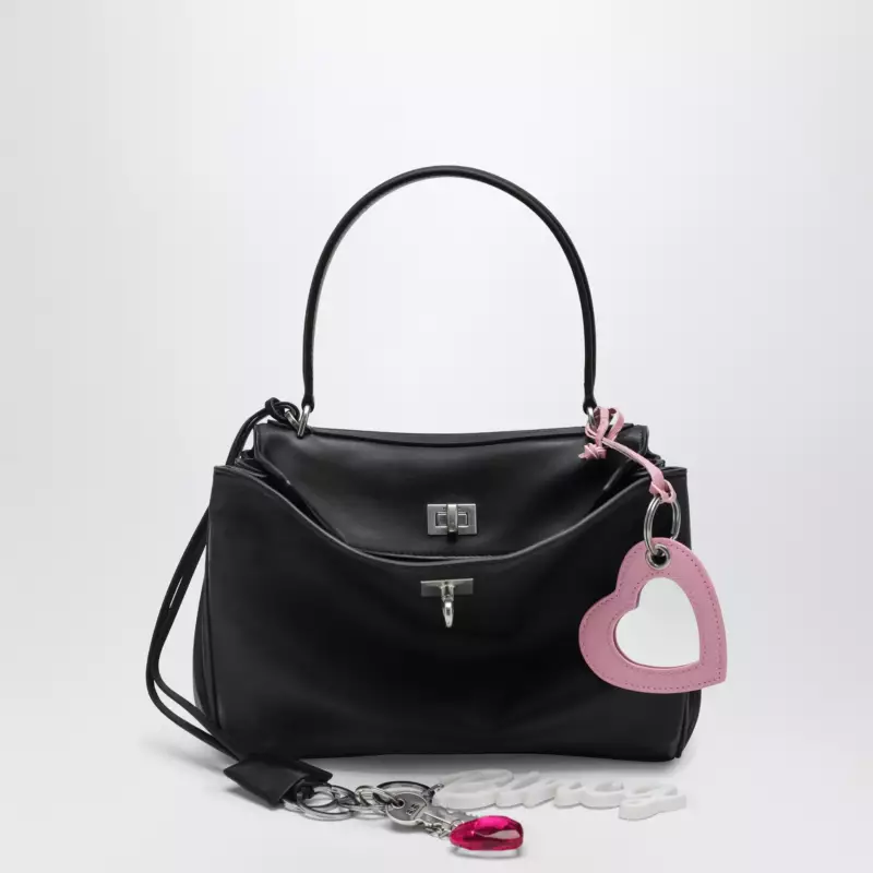 Balenciaga Small black Rodeo bag in smooth calf leather with charm