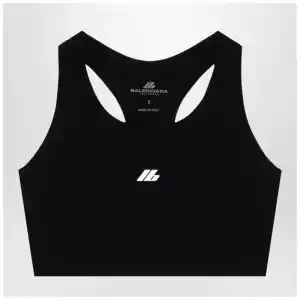 Balenciaga Black Activewear sleeveless top in matt nylon blend
