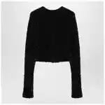 Balenciaga Black cotton blend tweed cropped cardigan