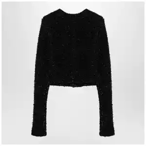 Balenciaga Black cotton blend tweed cropped cardigan