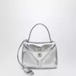 Balenciaga Mini Rodeo bag in shiny silver leather with python print