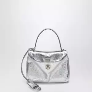 Balenciaga Mini Rodeo bag in shiny silver leather with python print