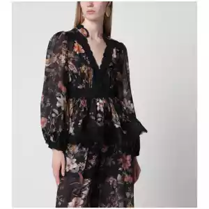ZIMMERMANN Black Carousel peplum lace blouse