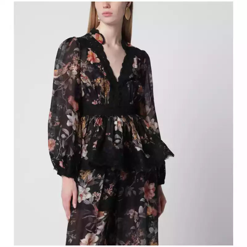 7997TS263LI_S_ZIMM-BS.a ZIMMERMANN Black Carousel peplum lace blouse