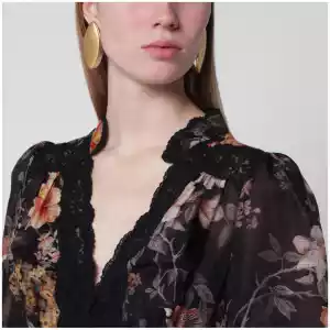 ZIMMERMANN Black Carousel peplum lace blouse