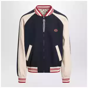 Valentino Blue/cream bomber with mixed wool VLogo