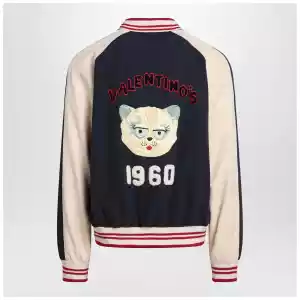 Valentino Blue/cream bomber with mixed wool VLogo