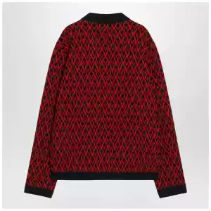 Valentino Jacquard patterned cardigan Toute la V red/navy blue