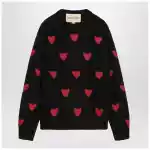 Valentino Jacquard heart pattern sweater black/red