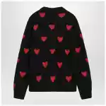 Valentino Jacquard heart pattern sweater black/red