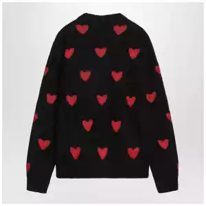 Valentino Jacquard heart pattern sweater black/red