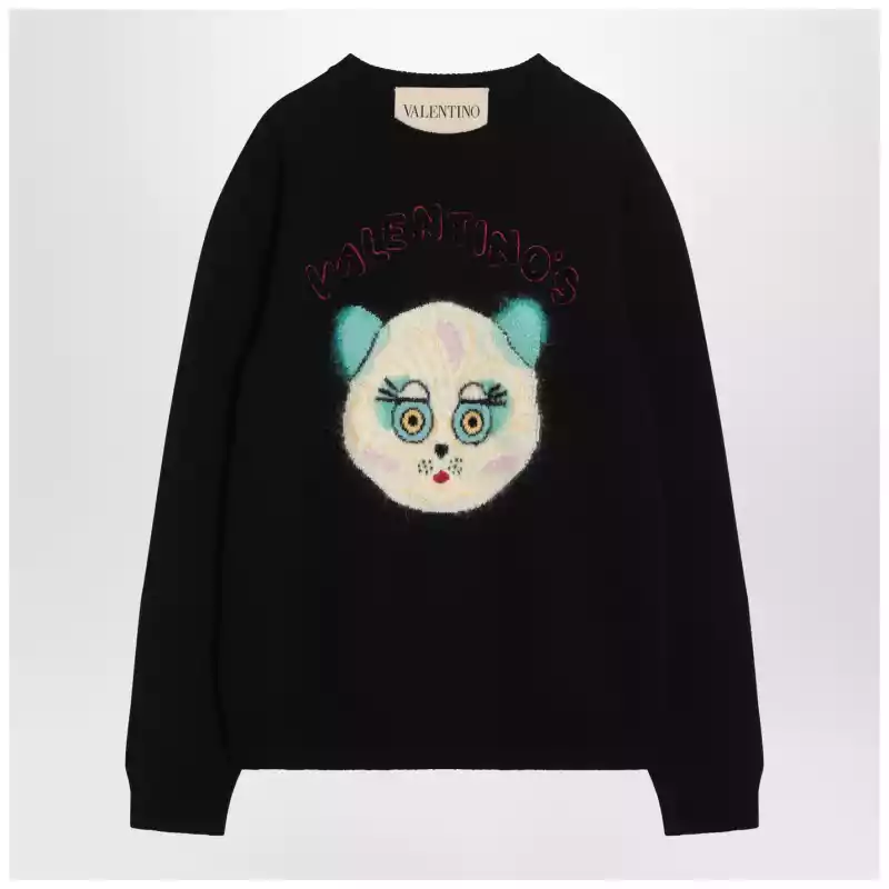 Valentino Black sweater with Le Chat de la Maison patch