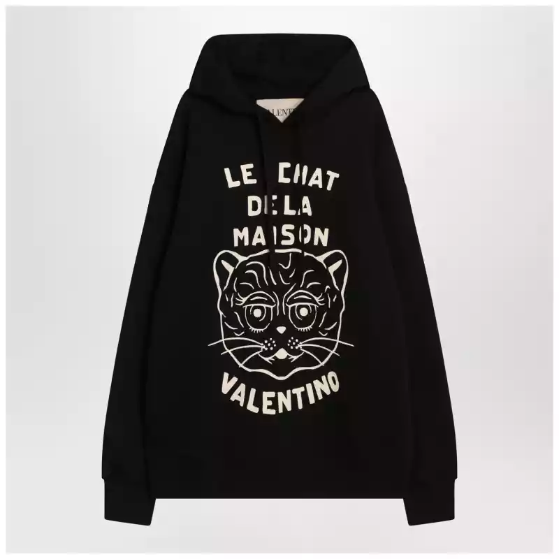 Valentino Black sweatshirt with Le Chat de la Maison patch