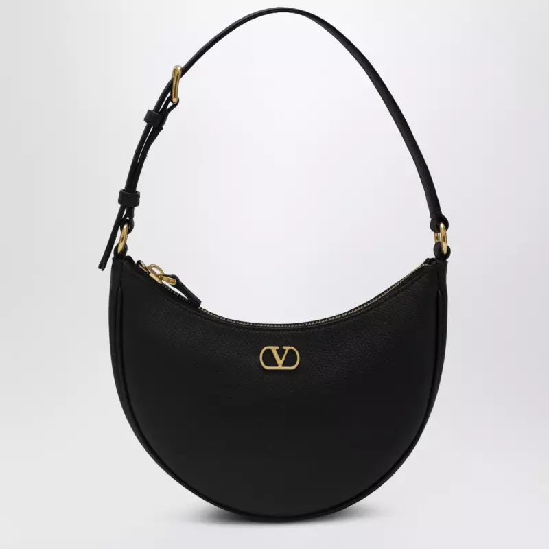 Valentino Garavani VLogo mini shoulder bag in hammered calfskin, black