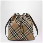 Burberry Medium beige bucket bag with Check pattern