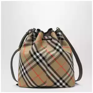 Burberry Medium beige bucket bag with Check pattern