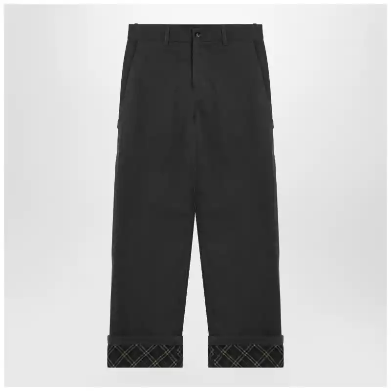 Burberry Black trousers with Check pattern lapels