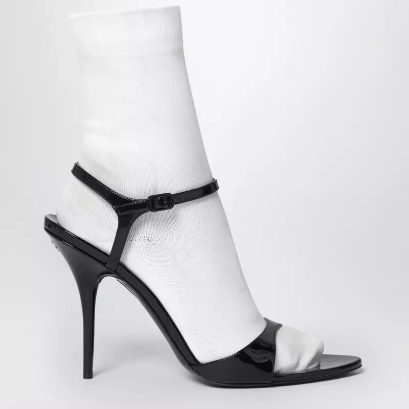 Balenciaga Avenue Sock black sandal in patent leather and mesh