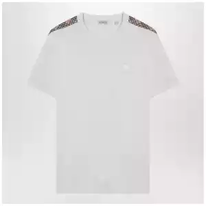 Burberry White T-shirt with Check-patterned stripe
