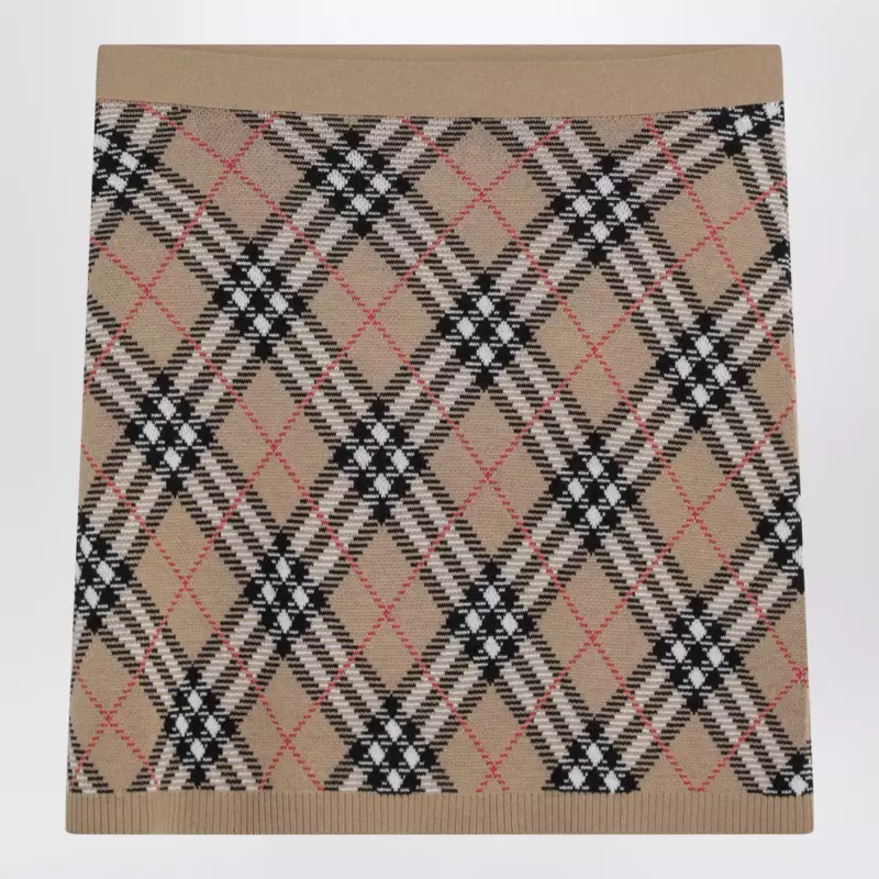 Burberry Wool and mohair blend check mini skirt