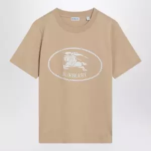 Burberry Light beige T-shirt with Equestrian Knight Design