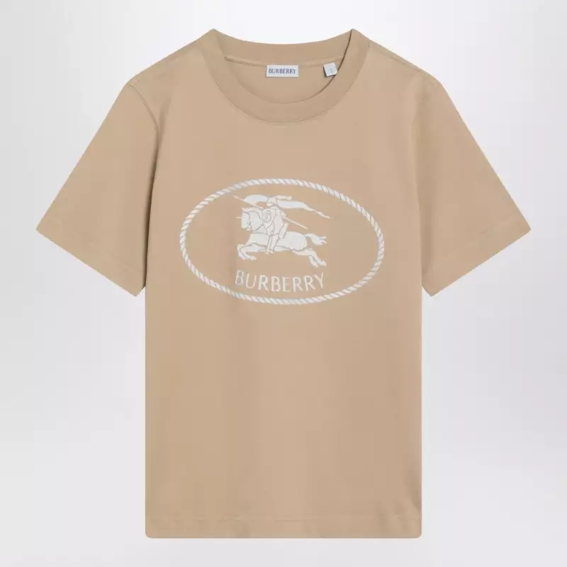 Burberry Light beige T-shirt with Equestrian Knight Design