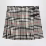 Burberry Grey wool kilt skirt with Check pattern