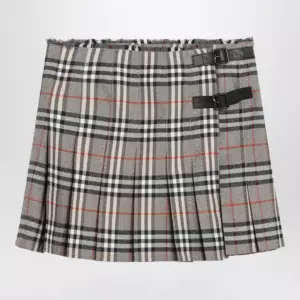 Burberry Grey wool kilt skirt with Check pattern