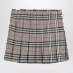 Burberry Grey wool kilt skirt with Check pattern