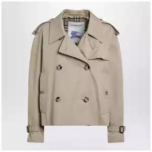 Burberry Cropped Heritage trench coat in beige gabardine