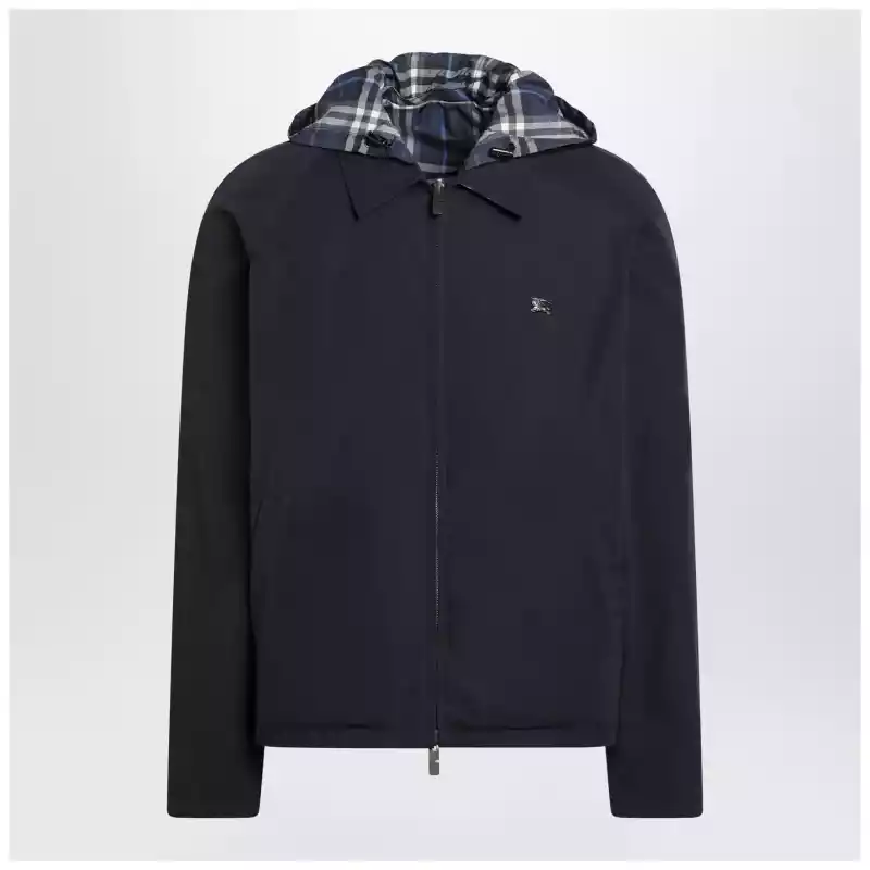 Burberry Blue reversible cotton jacket with Check pattern