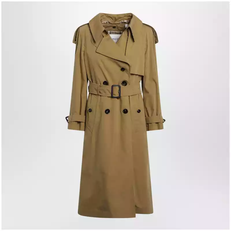 Burberry Double-breasted trench coat in cotton blend brown