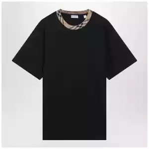 Burberry Navy T-shirt with Check trims