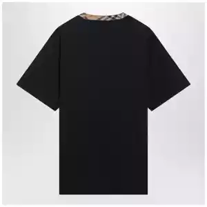 Burberry Navy T-shirt with Check trims