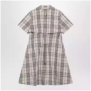 Burberry Beige check short-sleeve cotton dress