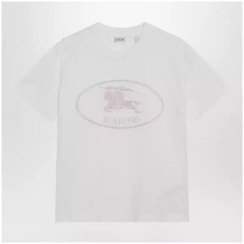Burberry White T-shirt with Knight Stamp