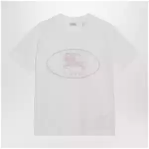 Burberry White T-shirt with Knight Stamp