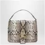 Burberry Small Rider bag in calf leather, Natural/Dk Brown