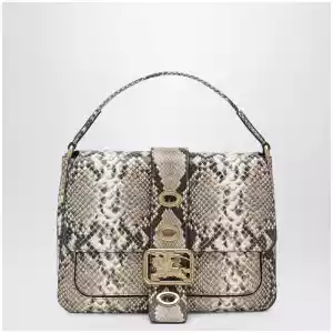 Burberry Small Rider bag in calf leather, Natural/Dk Brown