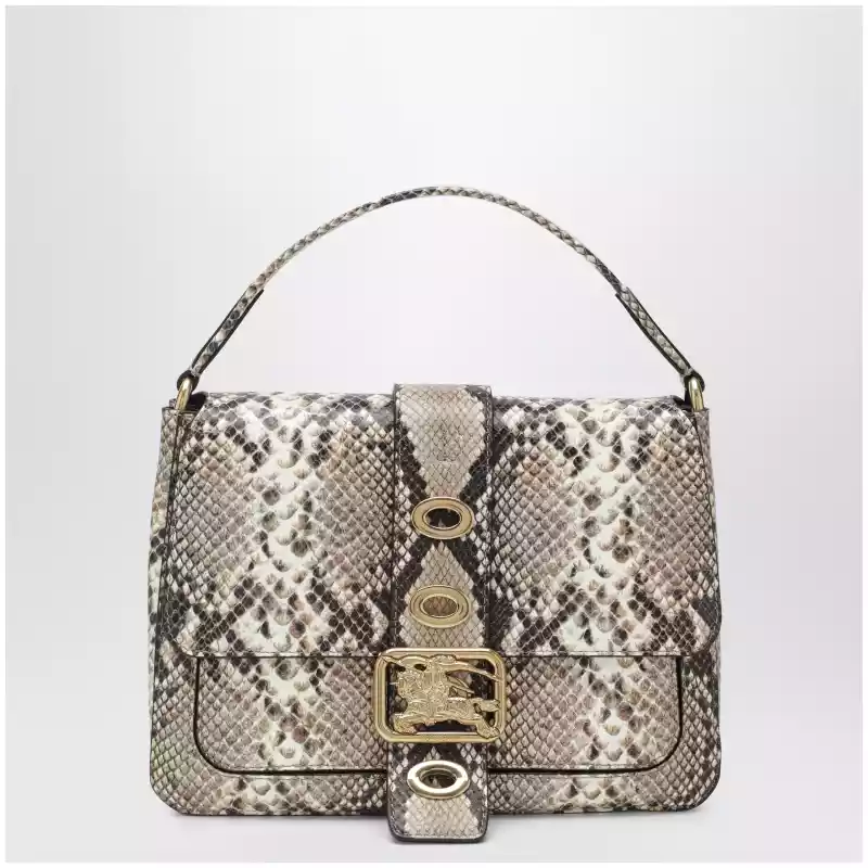 Burberry Small Rider bag in calf leather, Natural/Dk Brown